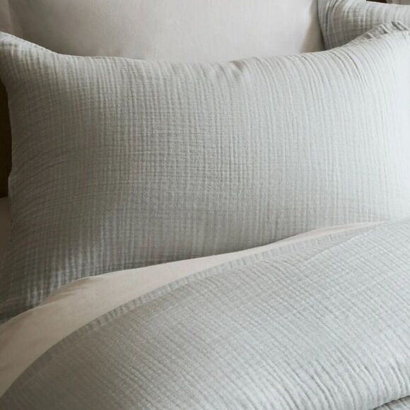 Quince Organic Airy Gauze Sham Set Standard Mist NWOT - Picture 2 of 8